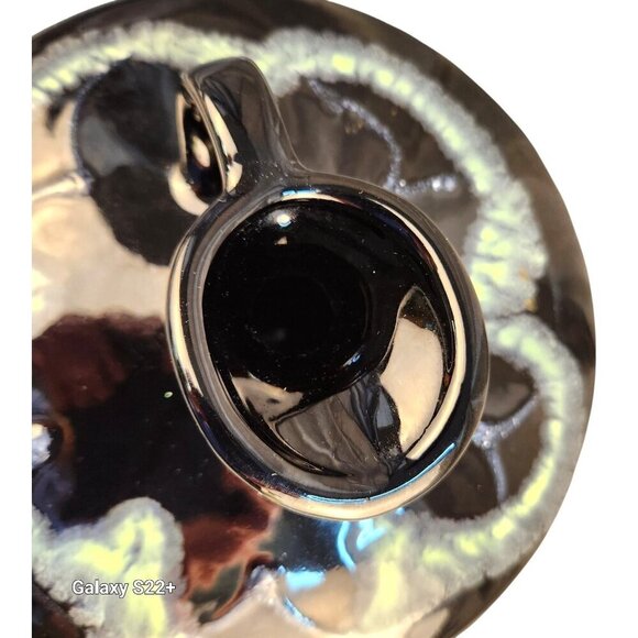 Royal Haeger Black Drip Ceramic Pitcher With Abstract Green Glaze Design - Picture 4 of 10